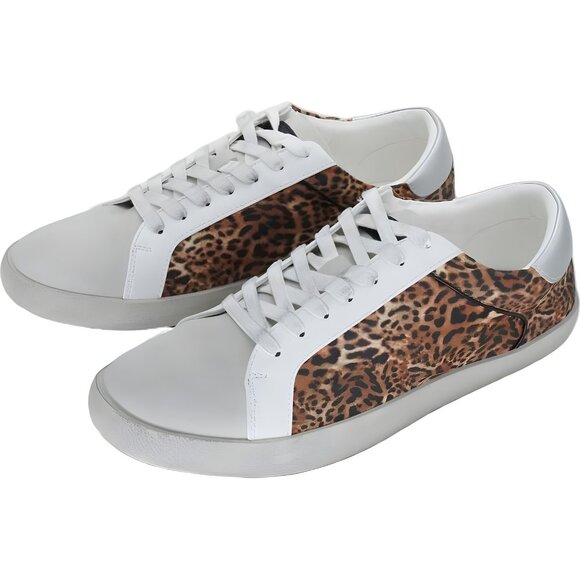 INC International Concepts Damon Cheetah Sneaker White/Brown Men's US 8 - Picture 2 of 6